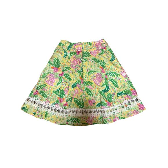 Vintage Lilly Pulitzer Pineapple Monkey Print Skirt | Size 4 Tropical Cotton - Picture 1 of 4